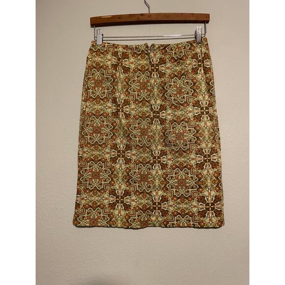 Vintage Forever 21 Juniors Skirt Size 7 Green Geometric All Over Print Boho Art - Picture 2 of 7